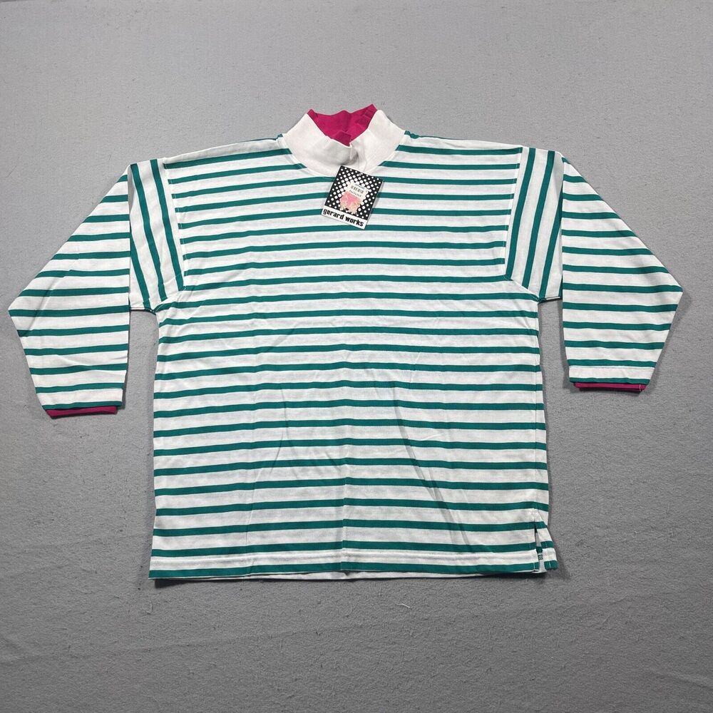 Vintage Gerard Works Top Sweater Women Small 80s High‎ Neck Striped Lightweight